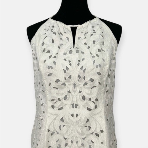 White House Black Market Tops - White House Black Market Ivory Lace Tassel Tie Halter Top